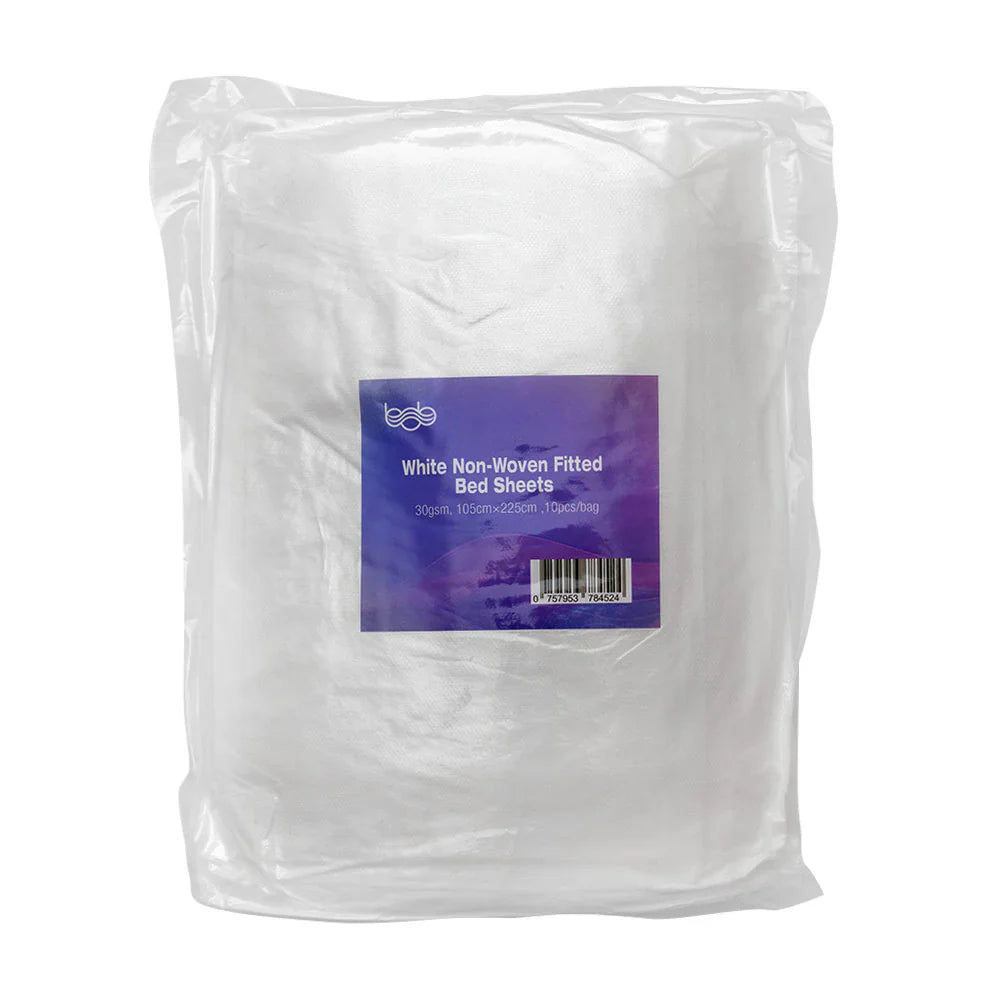 Carton of 10x Bob Fitted Bed Sheets Non-Woven White 10pk