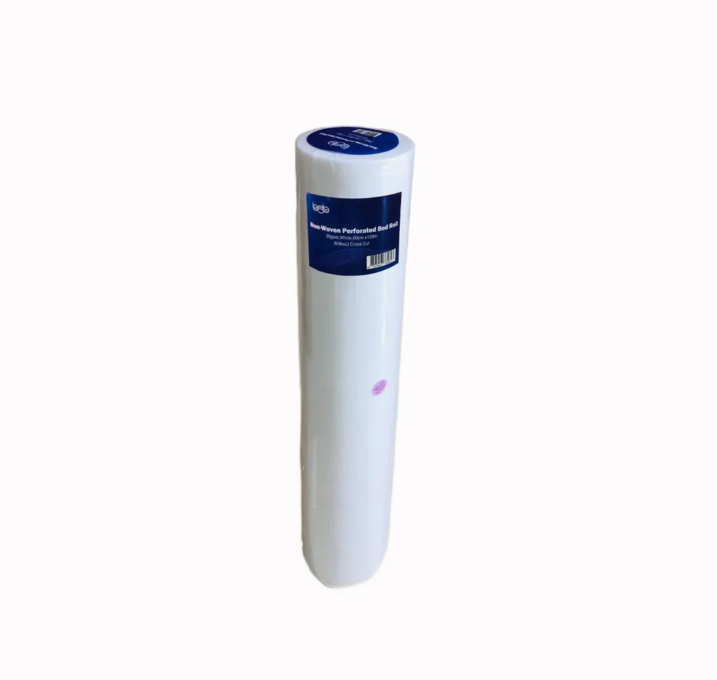 Carton of 6x Bob 100m Bed Roll Non-Woven Perforated with Crosscut White 80cm x 200cm - 300 Sheets in Total