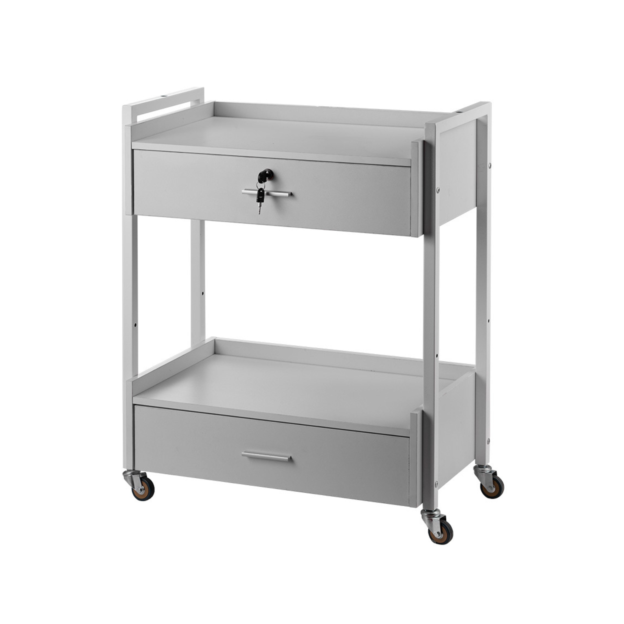 Karma Bakewell 2-drawer beauty trolley in white with powder-coated frame and castors